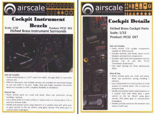 Airscale Decals 1/32 COCKPIT INSTRUMENT BEZELS Etched Brass