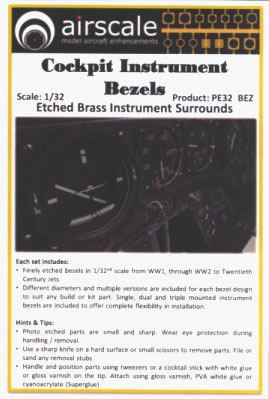 Airscale Decals 1/32 COCKPIT INSTRUMENT BEZELS Etched Brass