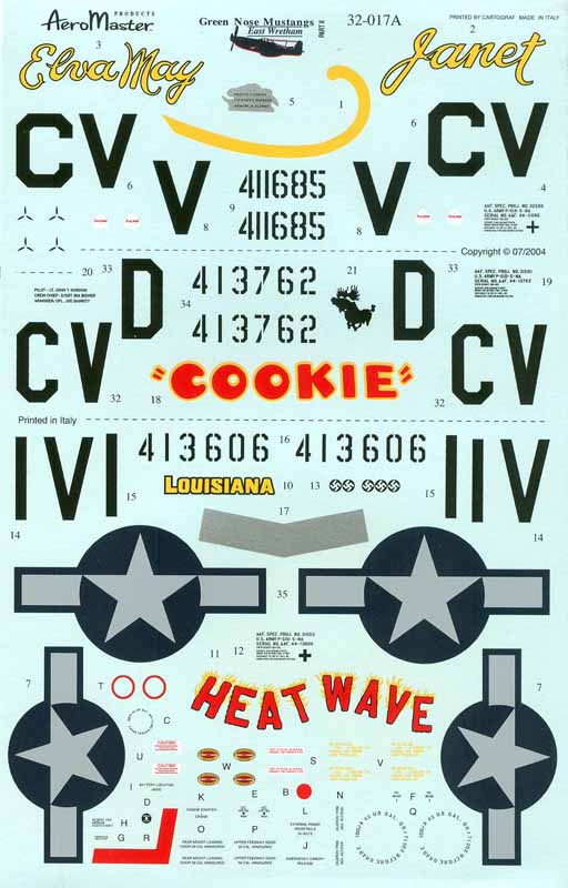 AeroMaster Decals 1/48 48-641 Green Nose Mustangs East Wretham Part IV  EE 