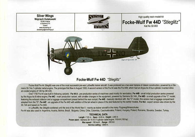Focke Wulf Fw 44D and Fw 44F German school service Kora Models