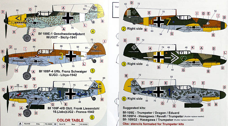 Microscale  decals 1/48 48-20 Messerschmitt BF 109 F/G 11/JG52 1/JG77 6/JG5  L20 