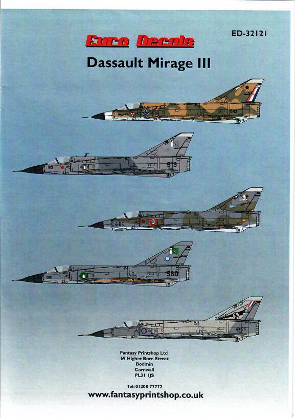 Euro Decals Dassault Mirage III ED-72121 Imprimé Par Fantasy Printshop 