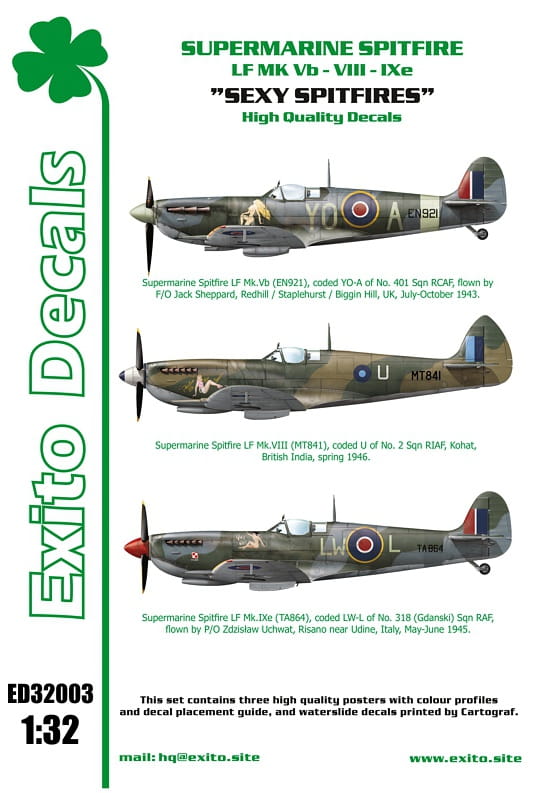Exito Decals Ed303 1 32 Sexy Spitfires Supermarine Spitfire Lf Mk Vb Viii Ixe Large Scale Planes